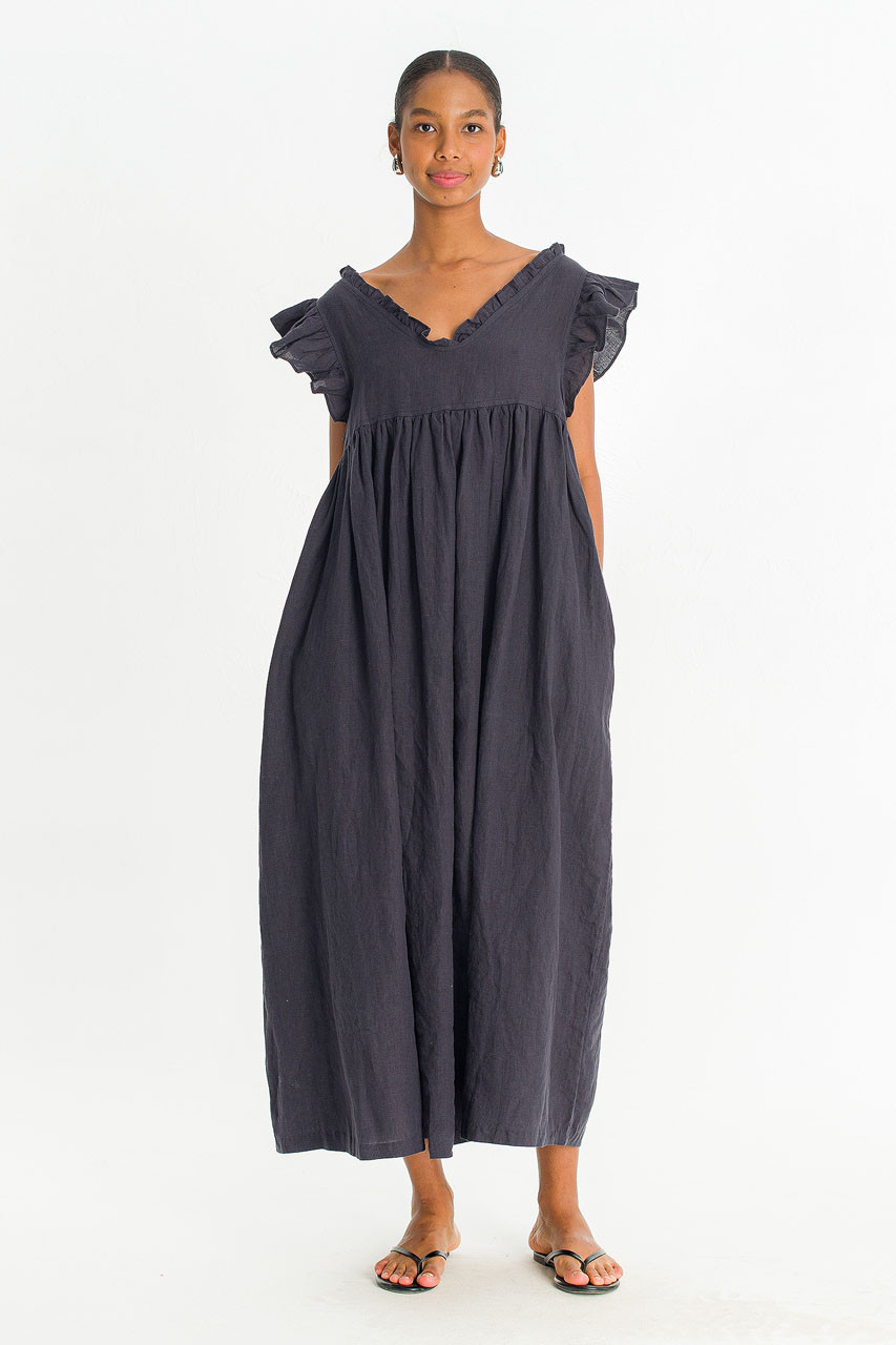 Frill Detail Sleeveless  Dress, Navy