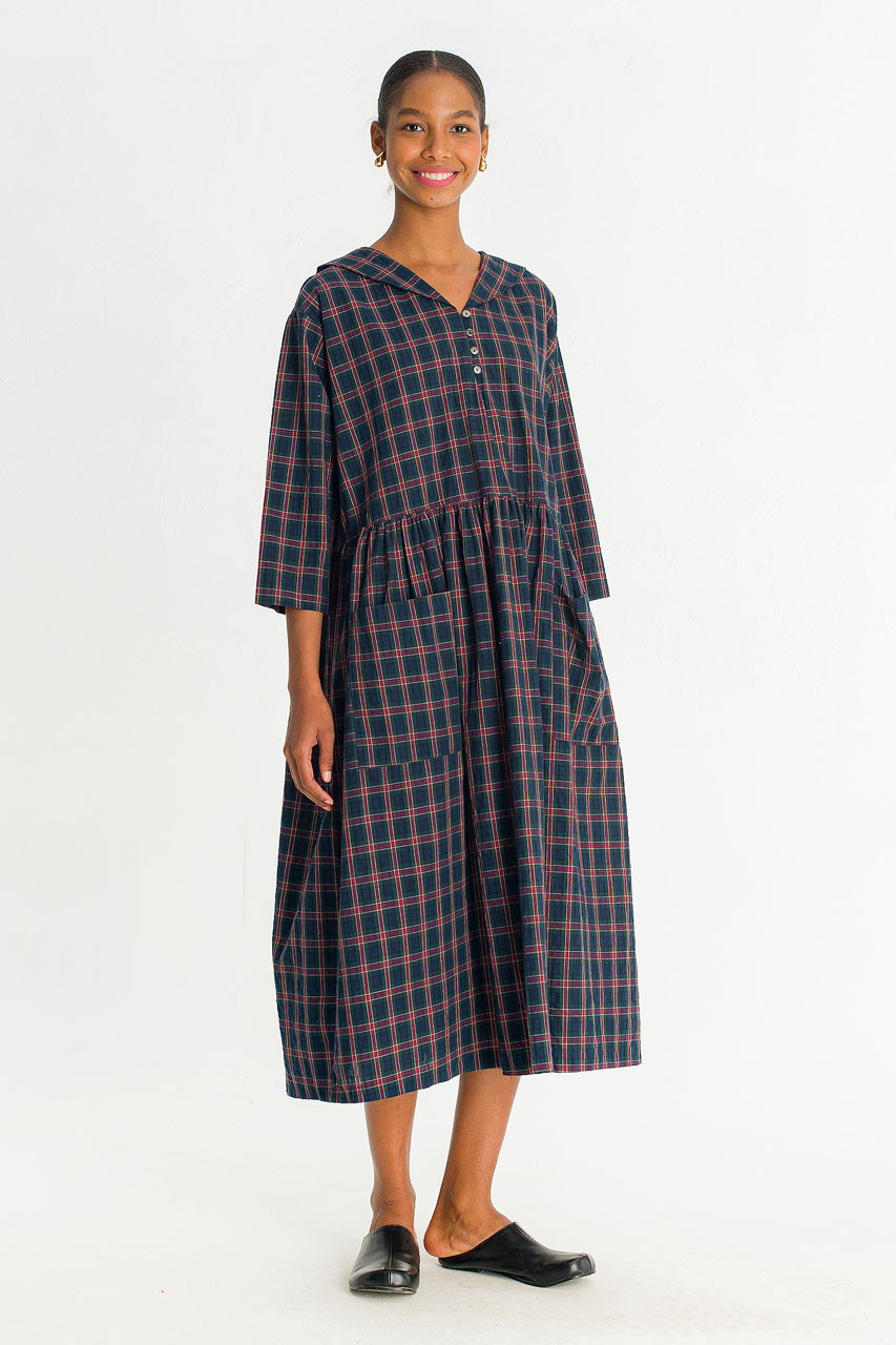Roi Check Sailor Dress, Green