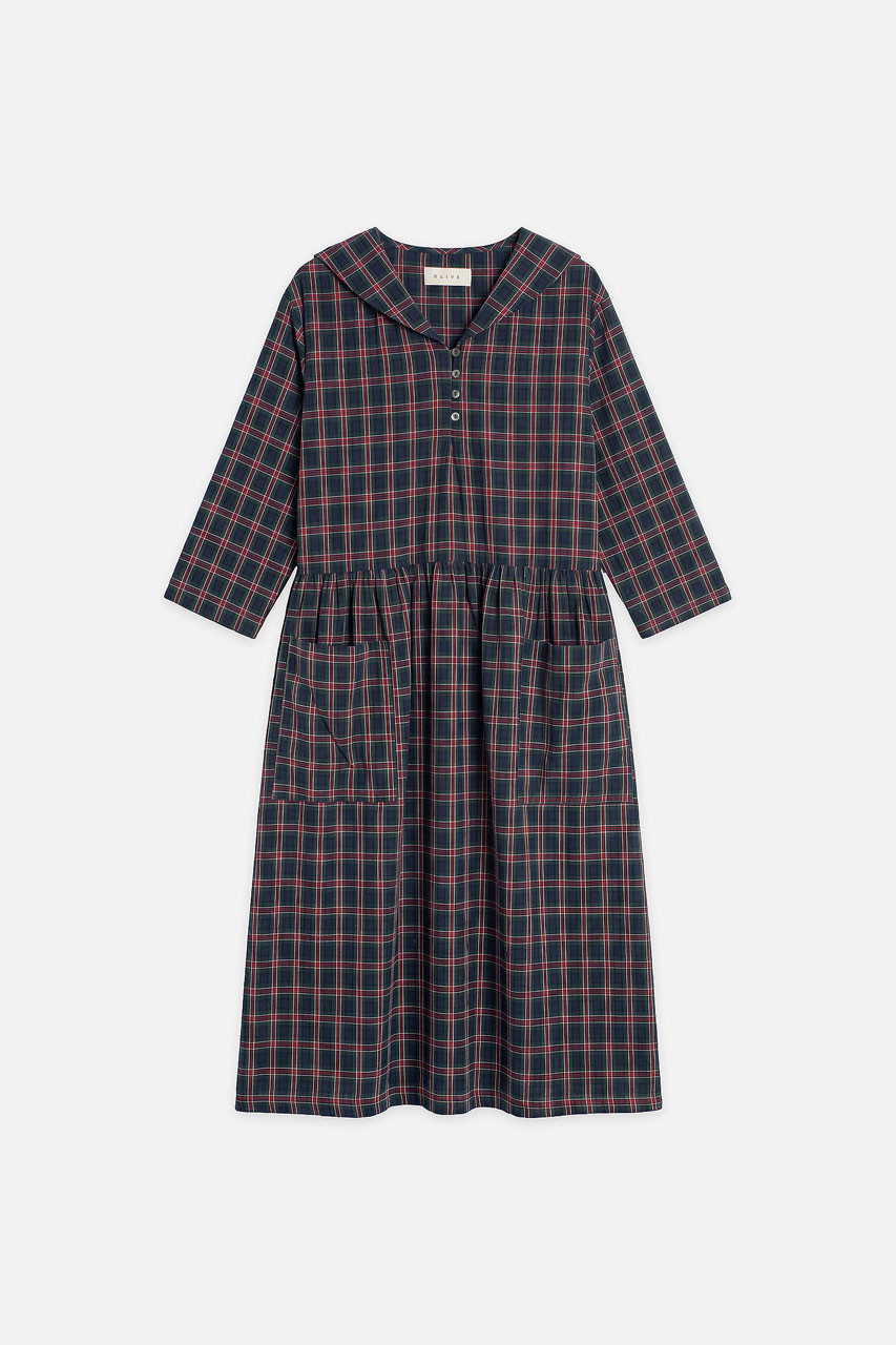 Roi Check Sailor Dress, Green
