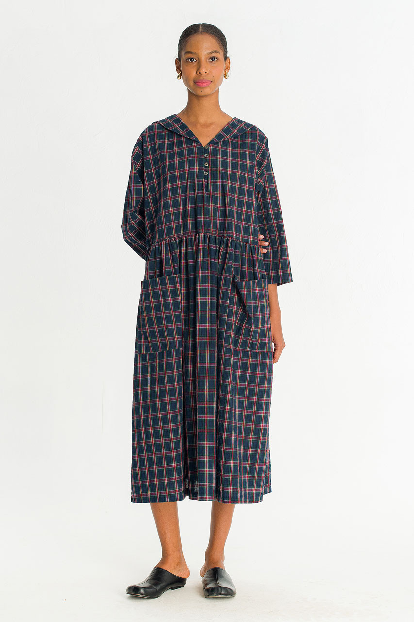 Roi Check Sailor Dress, Green