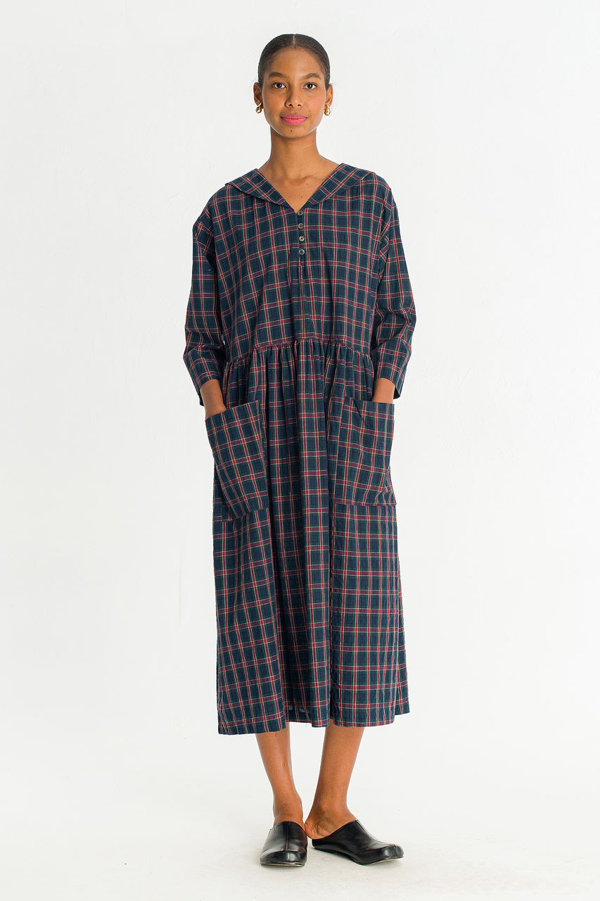 Roi Check Sailor Dress, Green