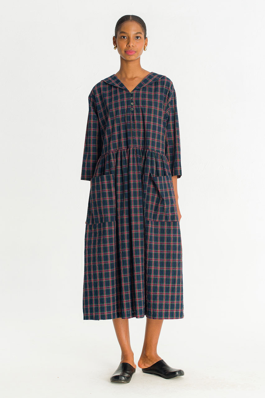 Roi Check Sailor Dress, Green