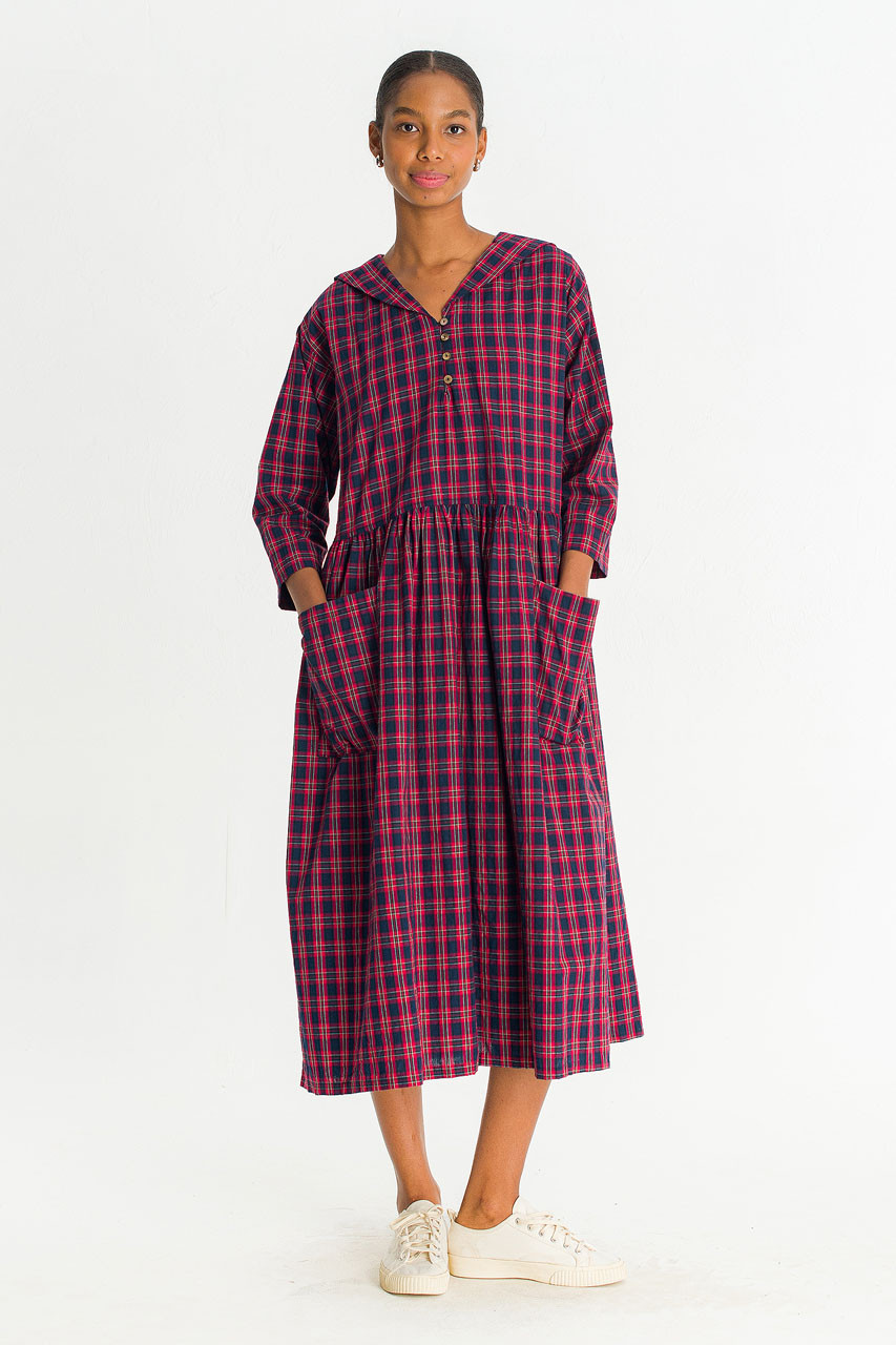 Roi Check Sailor Dress, Red