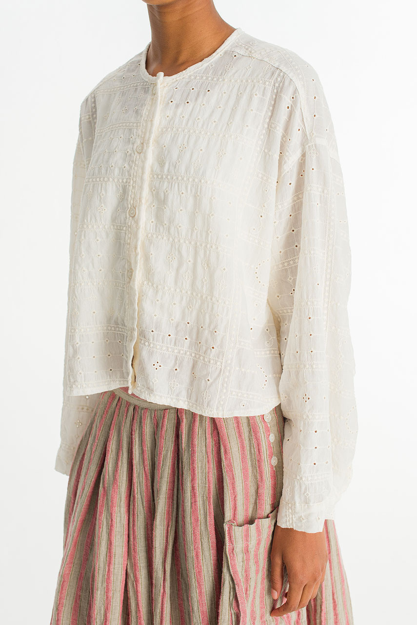 Lua Embroidery Blouse, Ivory