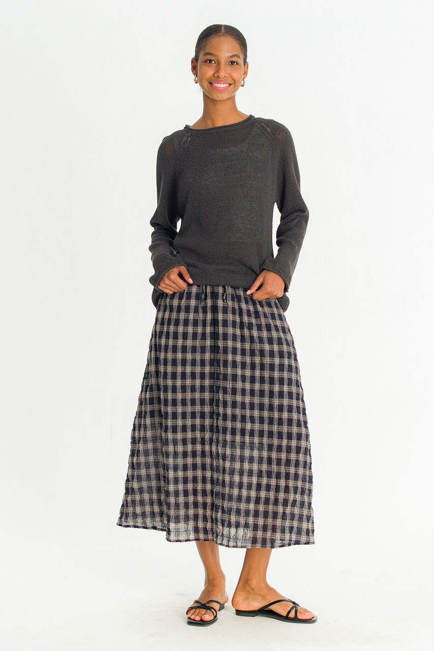 Moa Check Skirt, Navy