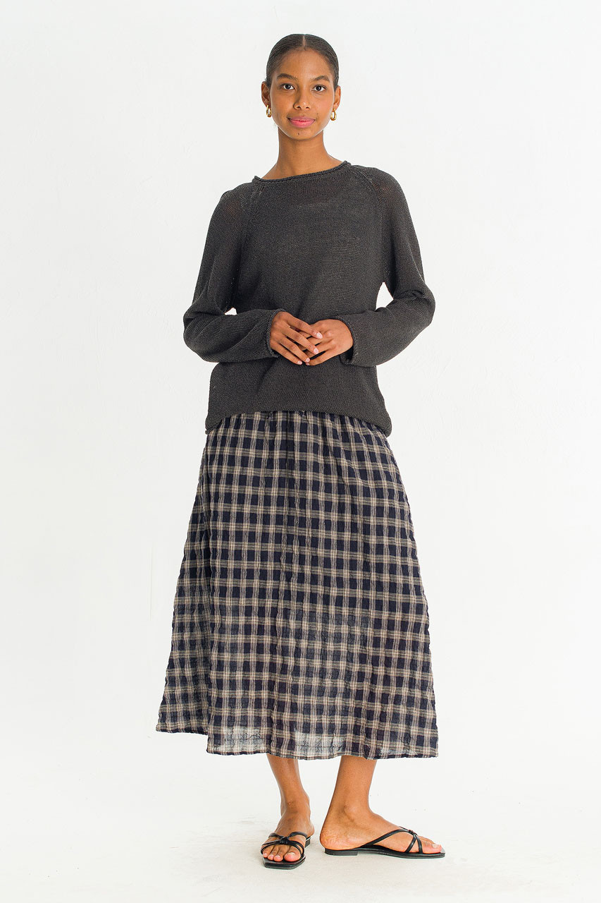 Moa Check Skirt, Navy