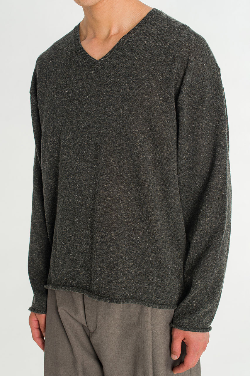 Menswear | Marl V-Neck Knit, Charcoal