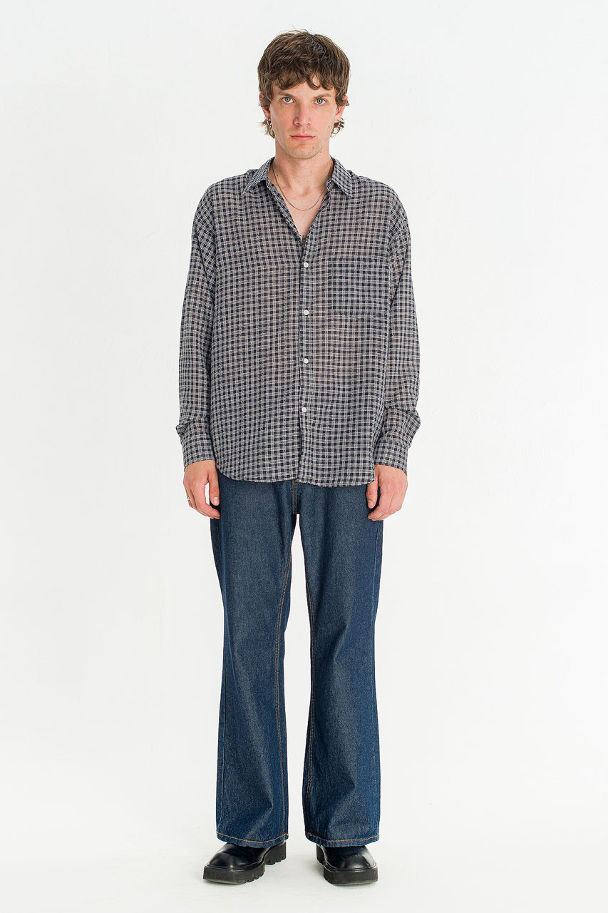 Menswear | Micro Check Shirt, Navy