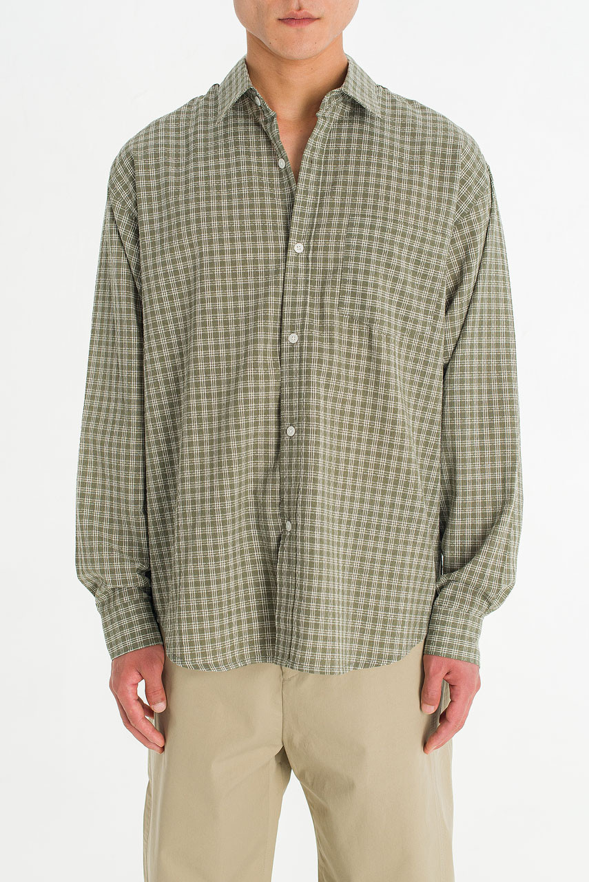 Menswear | Micro Check Shirt, Khaki