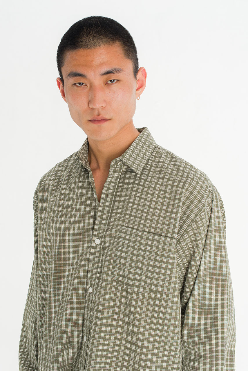 Menswear | Micro Check Shirt, Khaki