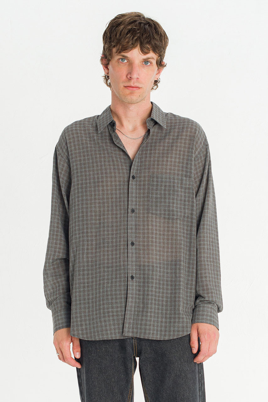 Menswear | Micro Check Shirt, Grey