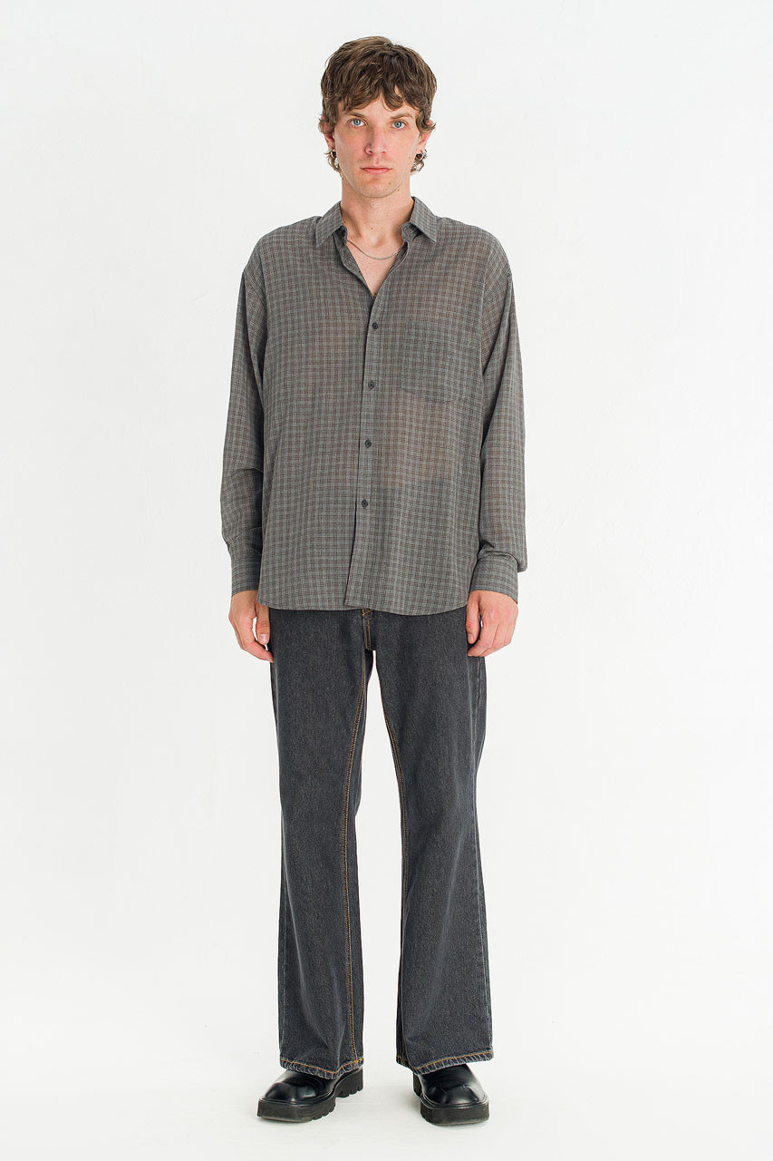 Menswear | Micro Check Shirt, Grey
