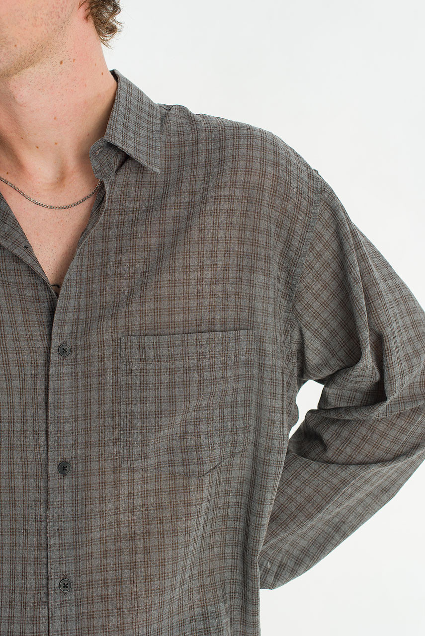 Menswear | Micro Check Shirt, Grey