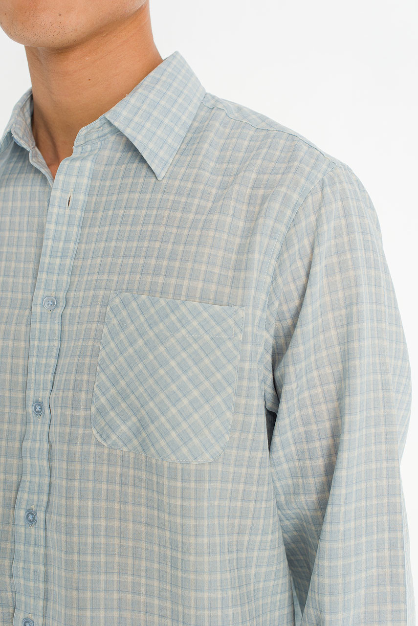 Menswear | Grid Check Shirt, Blue
