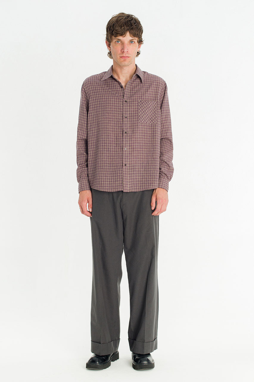 Menswear | Grid Check Shirt, Purple