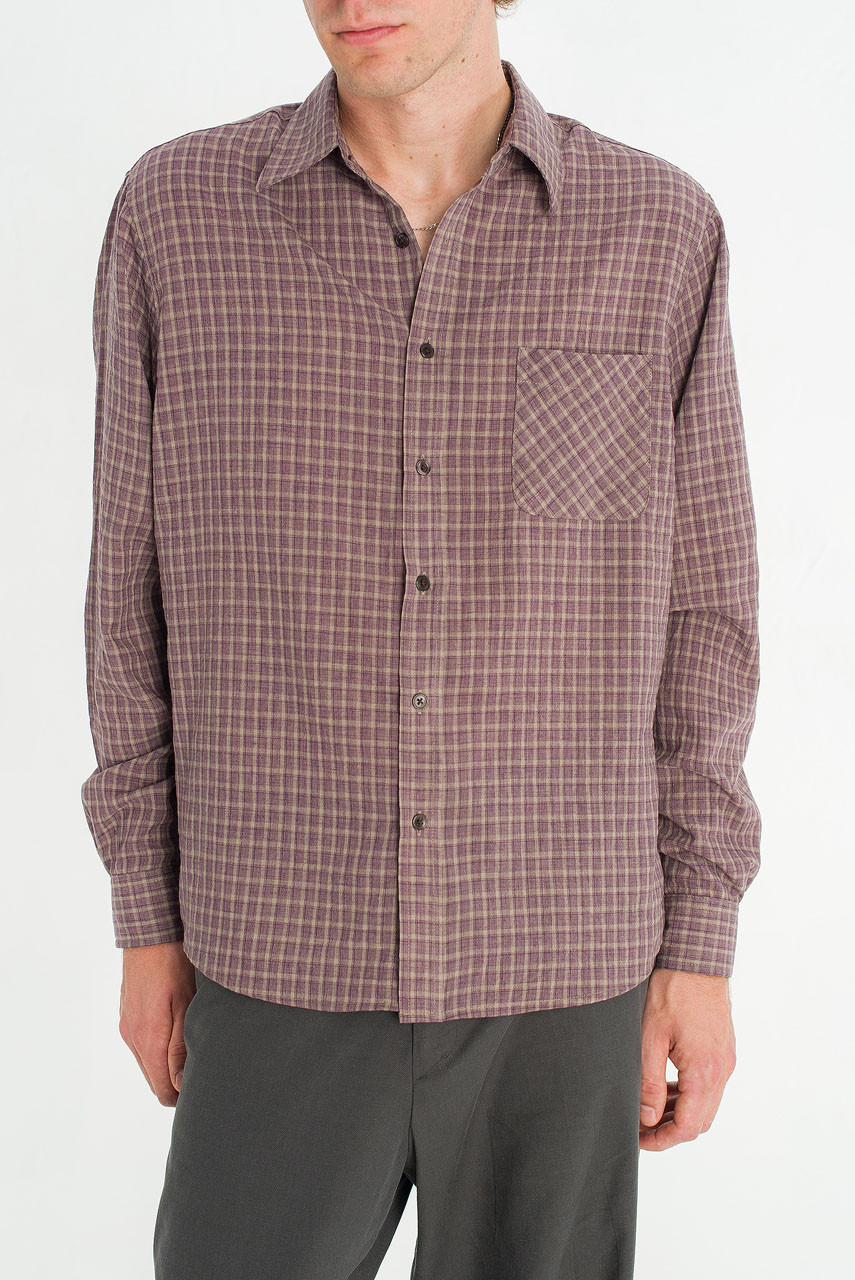 Menswear | Grid Check Shirt, Purple