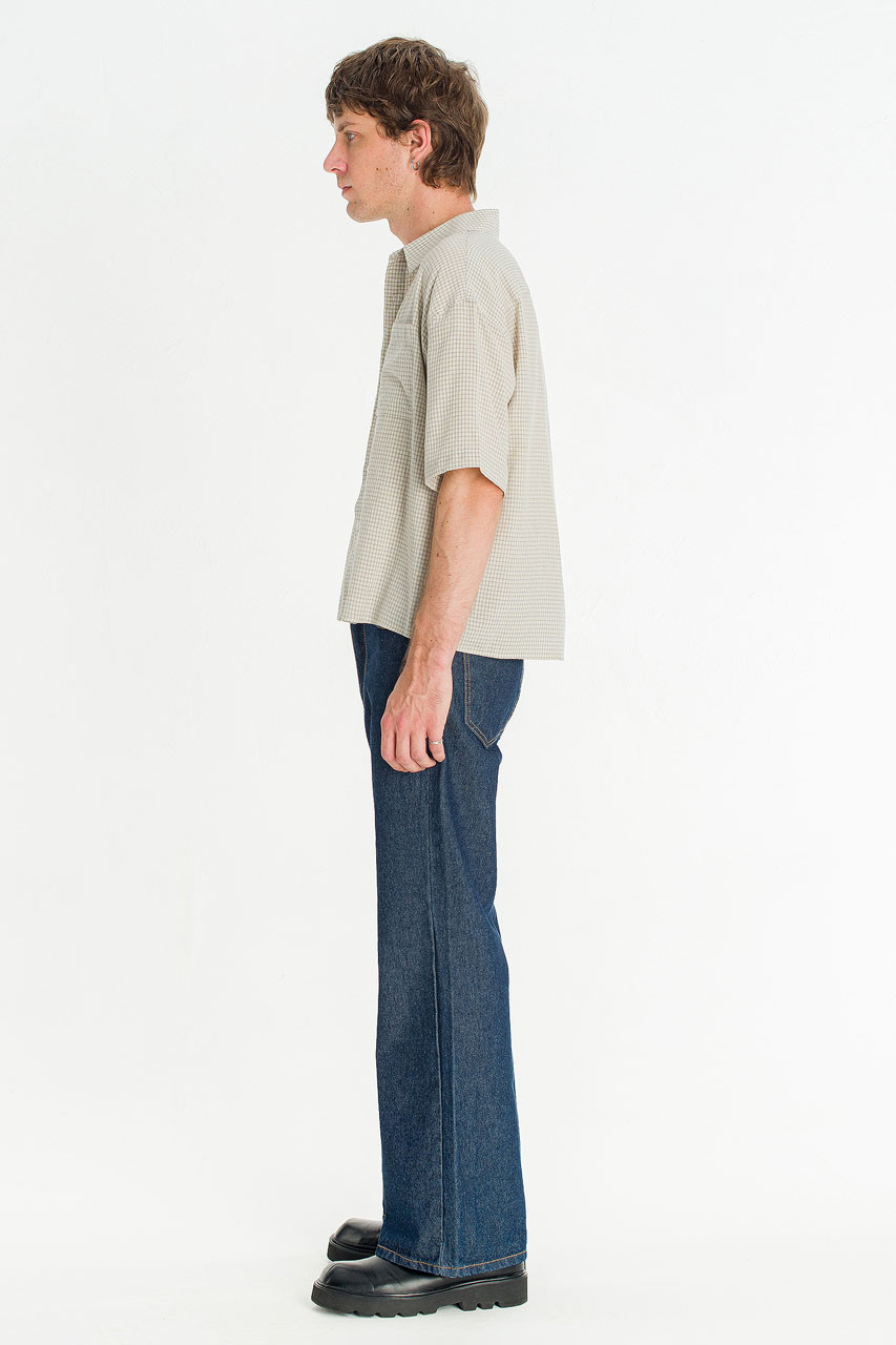 Menswear | Cropped Grid Shirt, Ivory