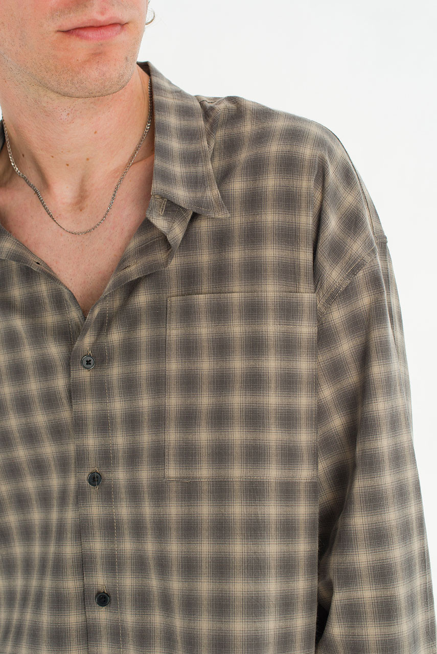 Menswear | Hazy Cropped Shirt, Grey