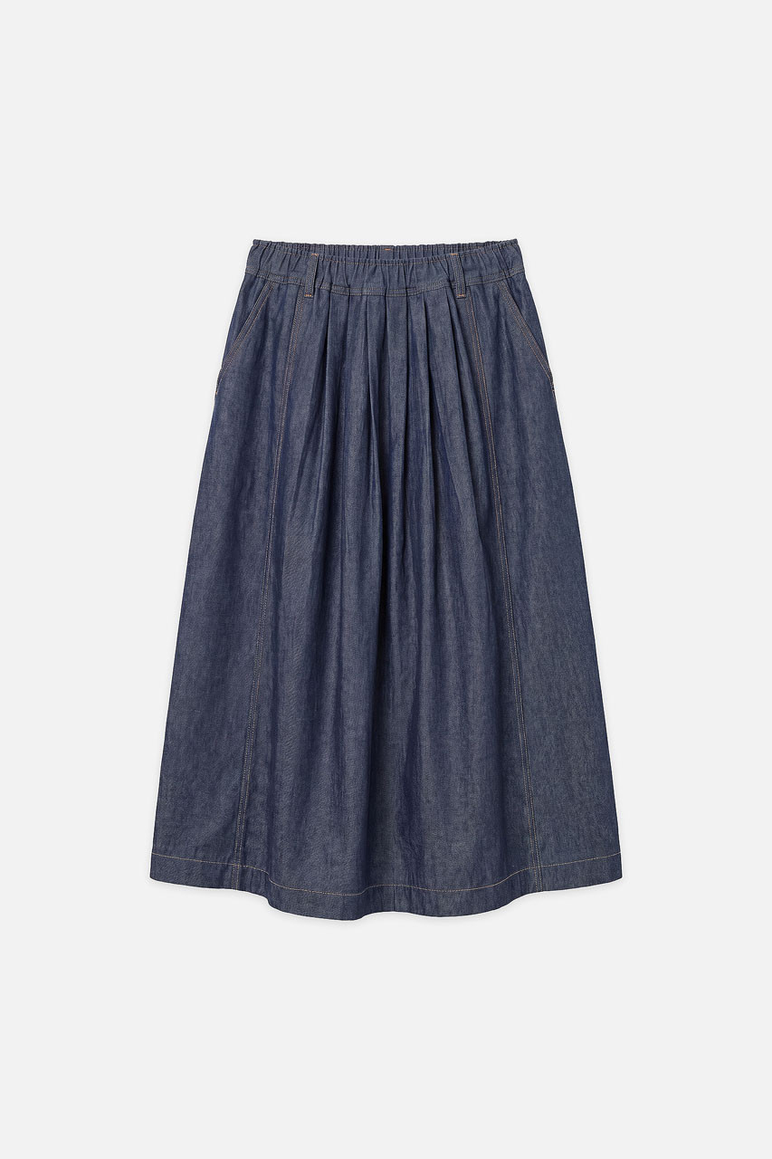 Lunel Denim Flare Skirt, Indigo