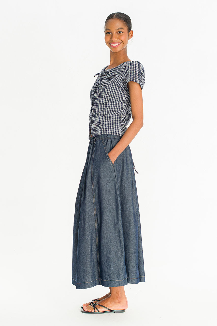Lunel Denim Flare Skirt, Indigo