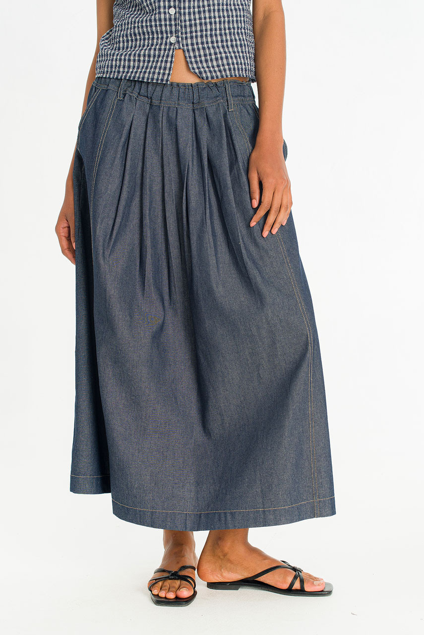 Lunel Denim Flare Skirt, Indigo