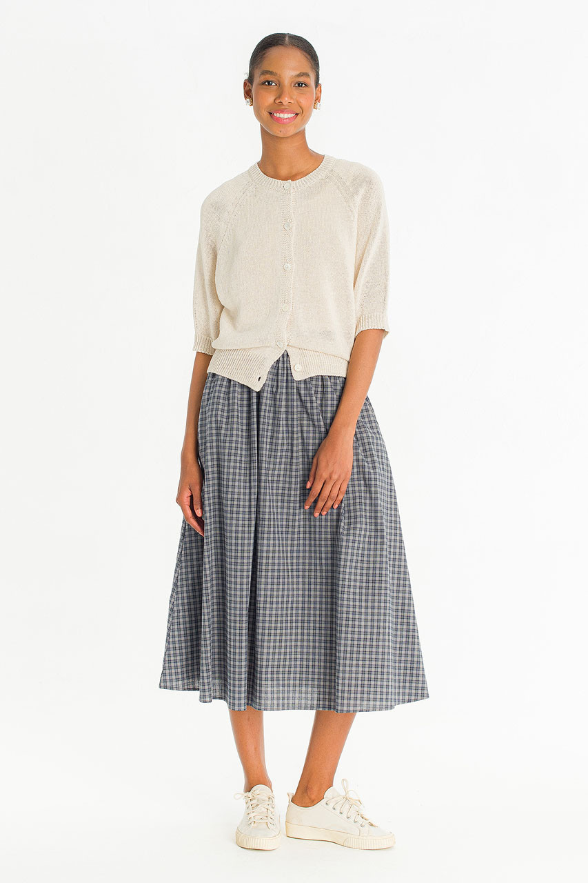 Meadow Soft Check Skirt, Navy