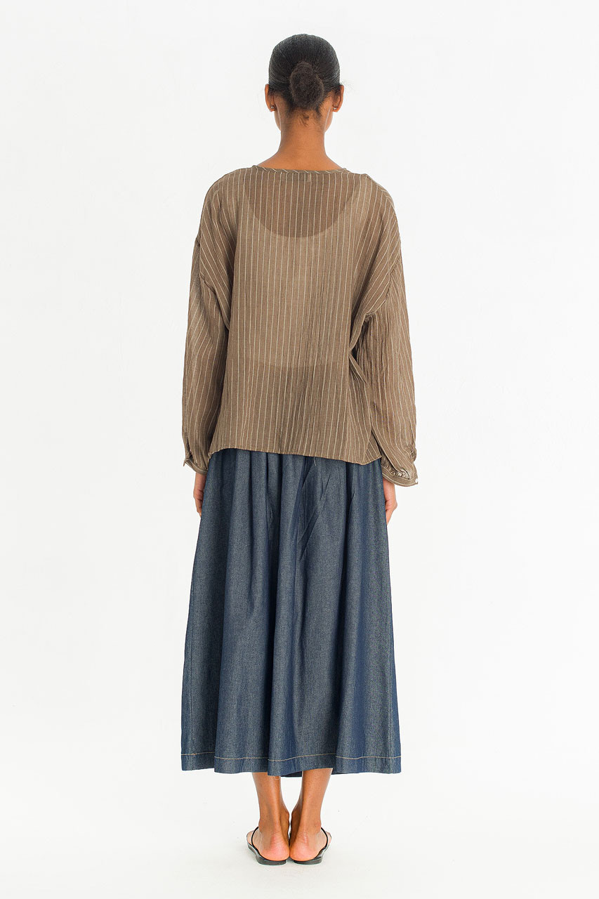 Moon Pin Stripe Blouse, Brown