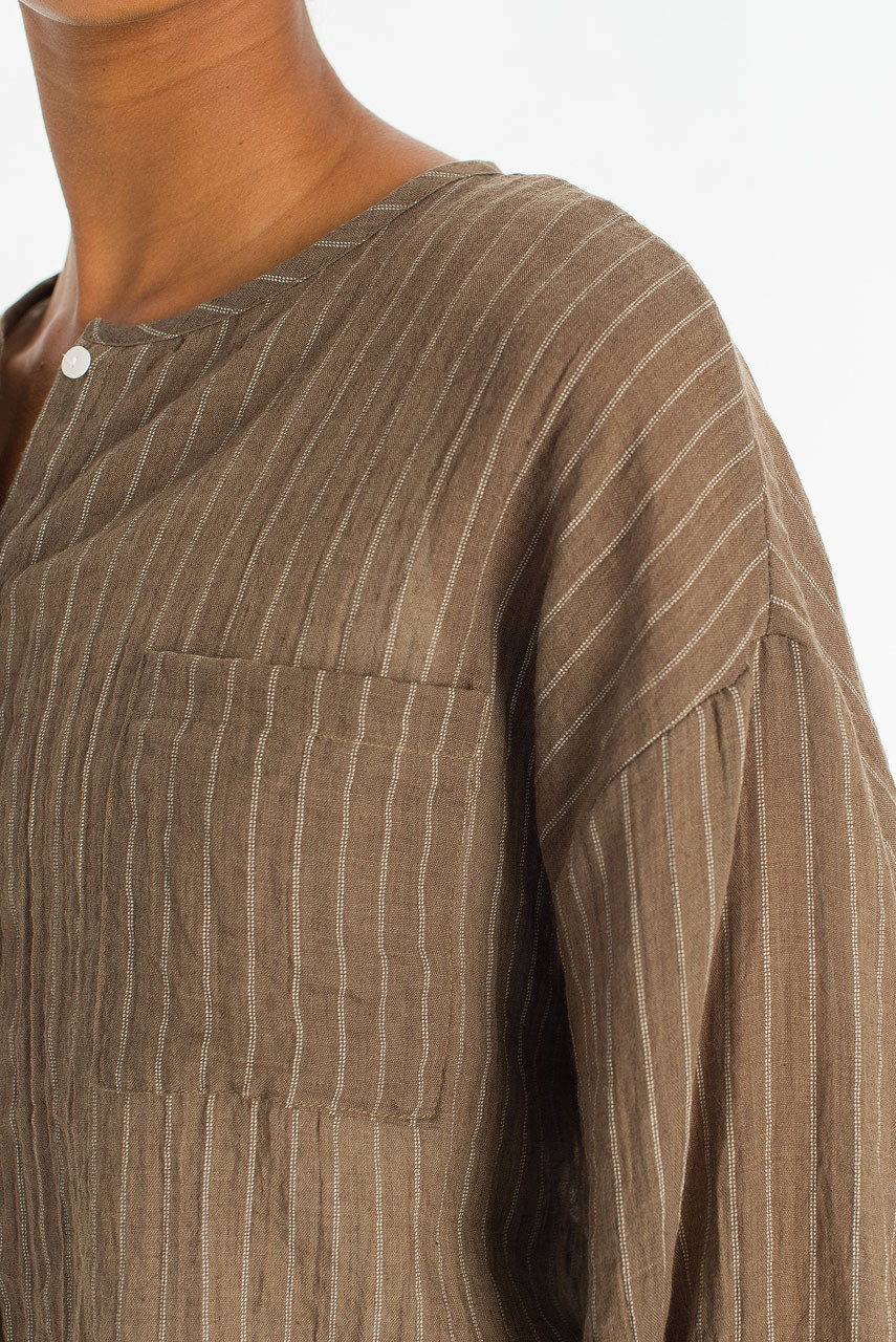 Moon Pin Stripe Blouse, Brown