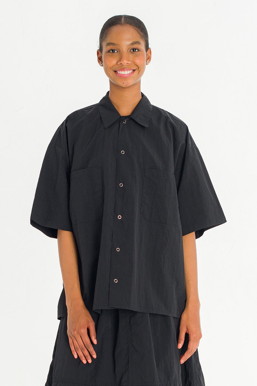 Koori Boxy Utility Shirt, Black