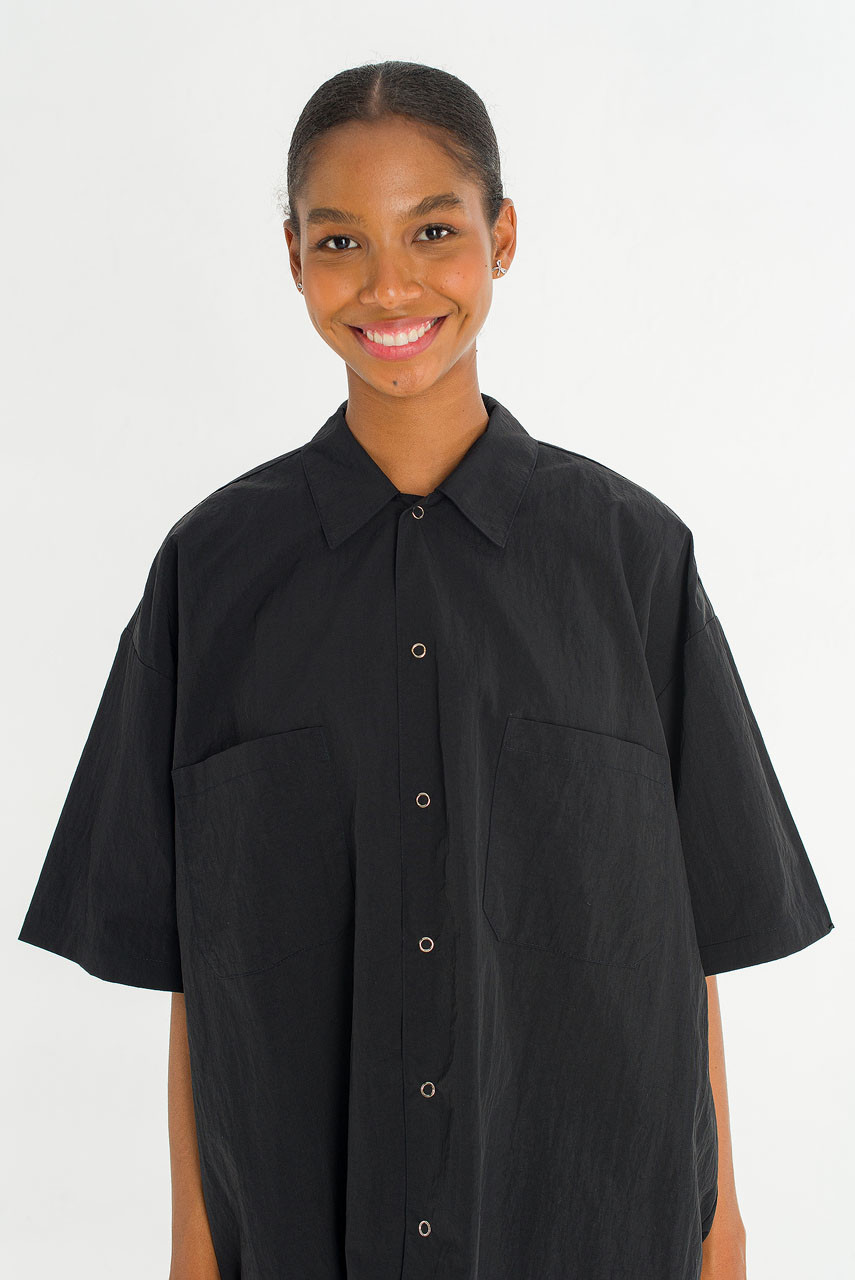 Koori Boxy Utility Shirt, Black