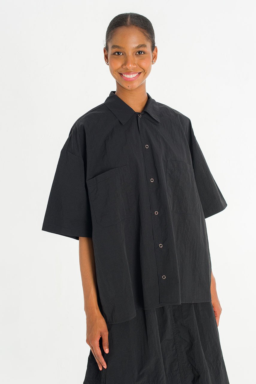 Koori Boxy Utility Shirt, Black
