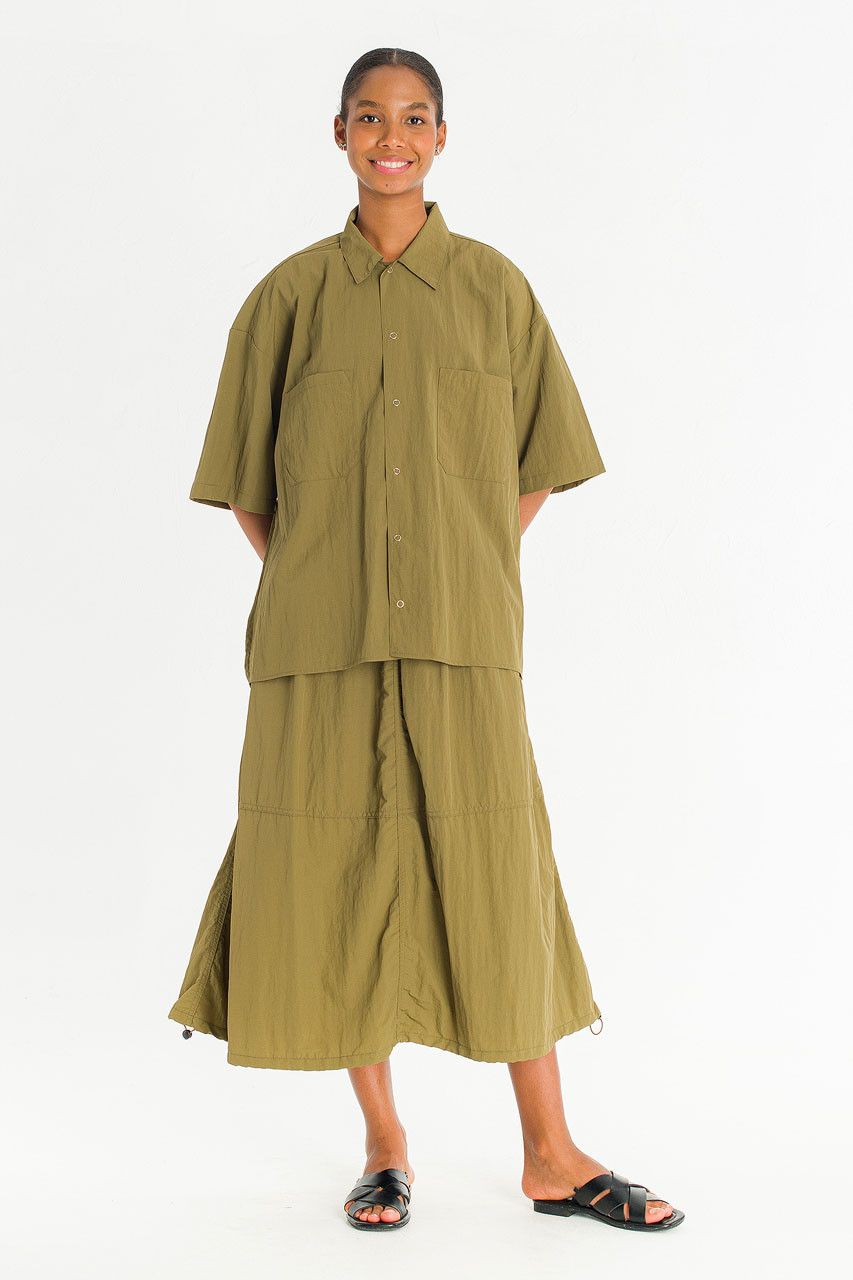 Koori Boxy Utility Shirt, Khaki