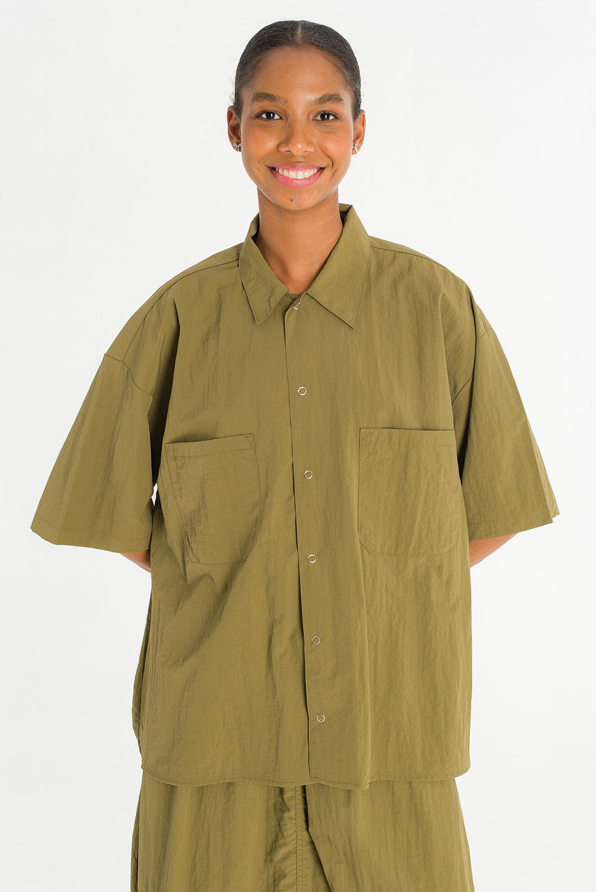 Koori Boxy Utility Shirt, Khaki