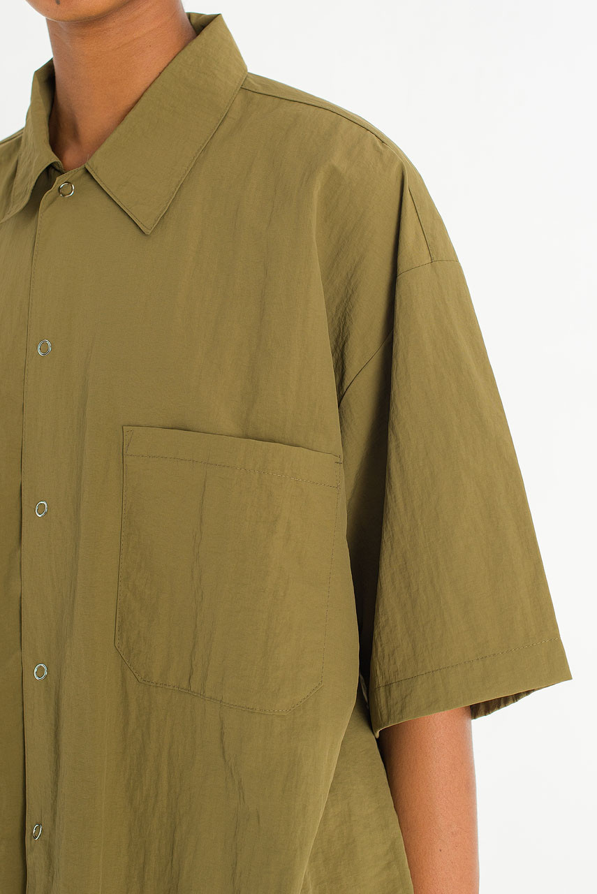 Koori Boxy Utility Shirt, Khaki