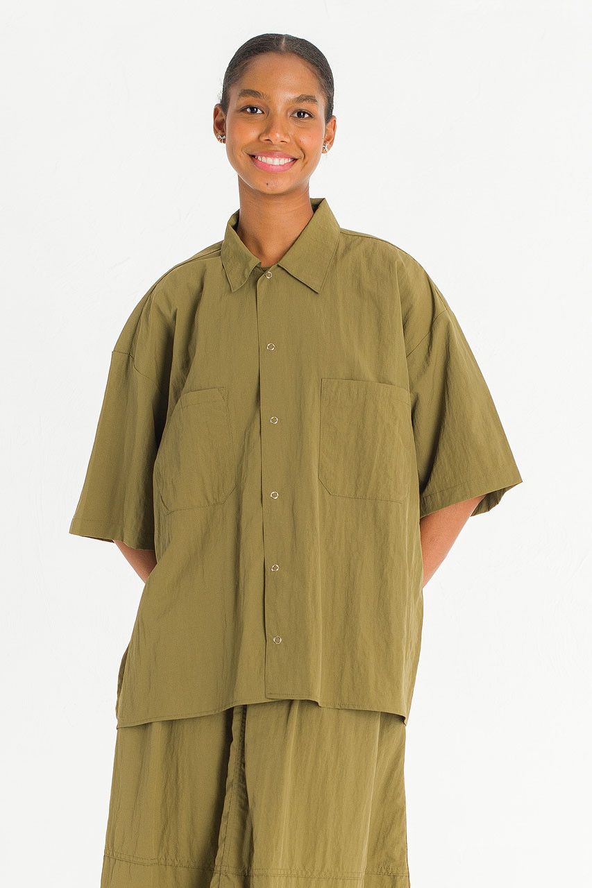 Koori Boxy Utility Shirt, Khaki