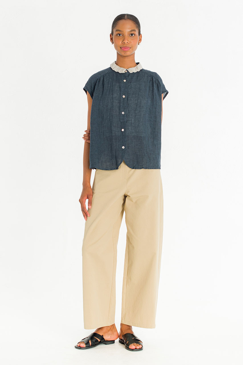 Rosanne Linen Blouse, Navy