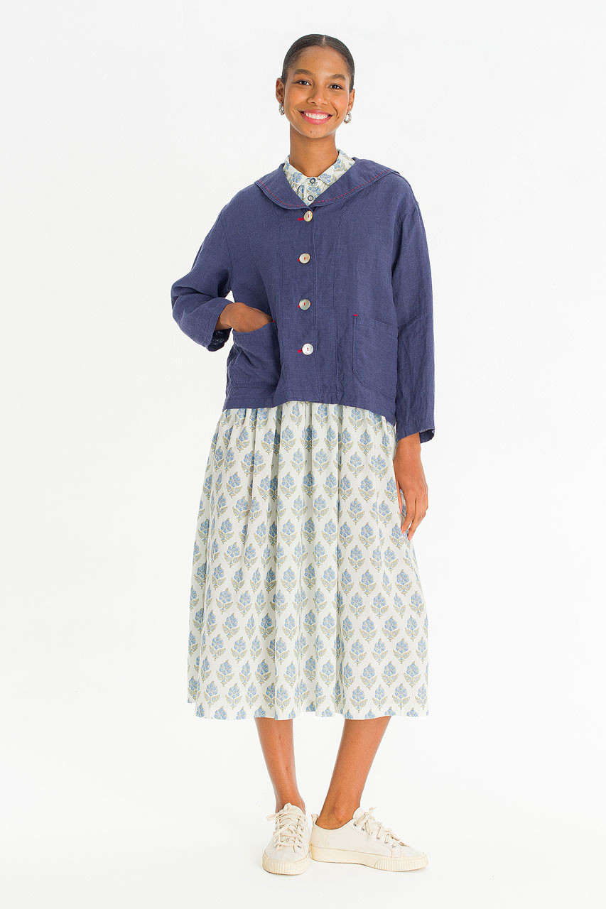 Rosaire Linen Sailor Jacket, Navy