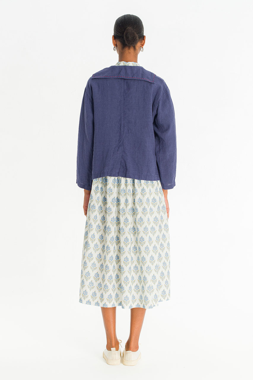Rosaire Linen Sailor Jacket, Navy