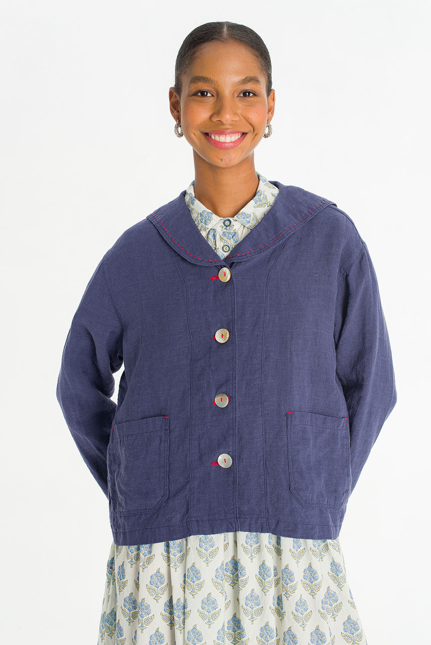 【正規品】 Bibiy CHARLENE SAILOR JACKET⭐️ Rosaire Linen Sailor Jacket, Navy