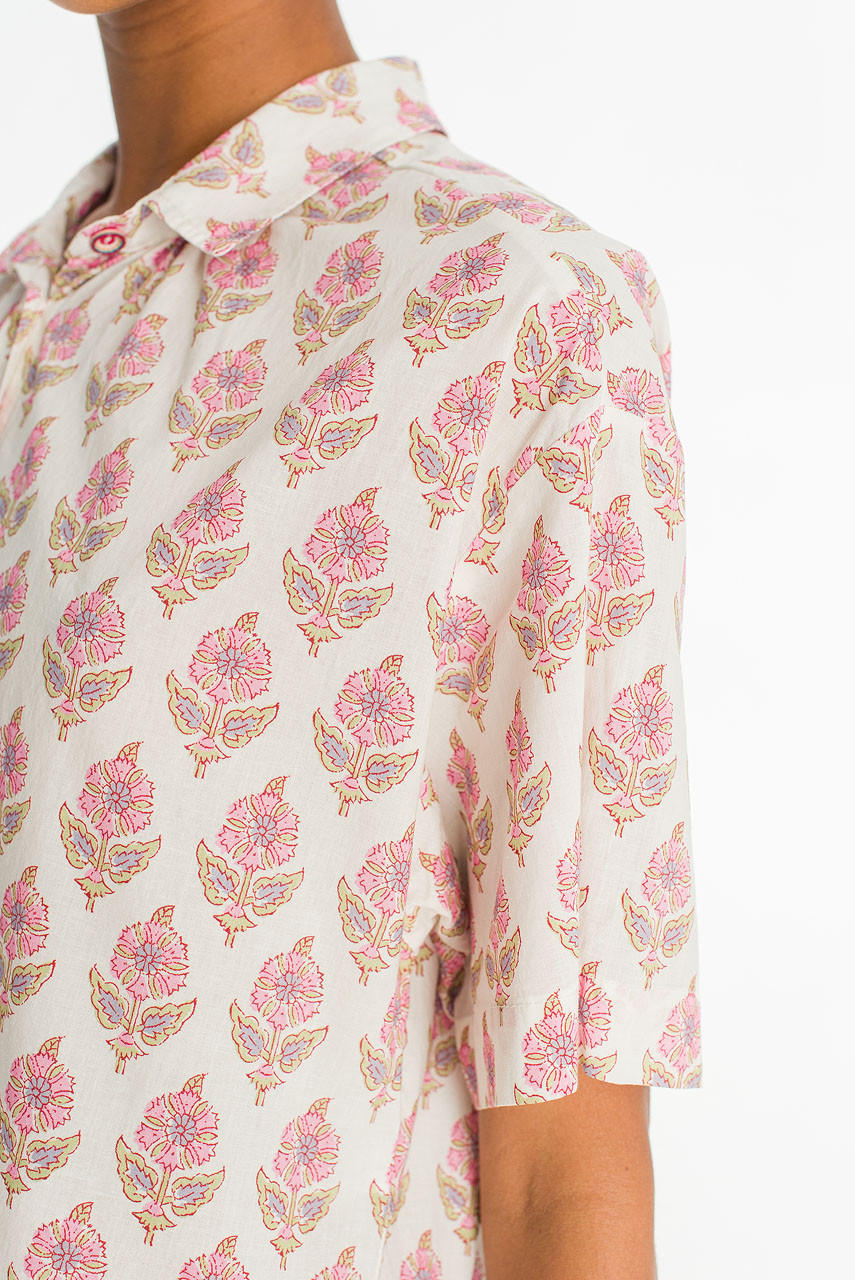 Garden Flower Print Shirt Dress, Pink