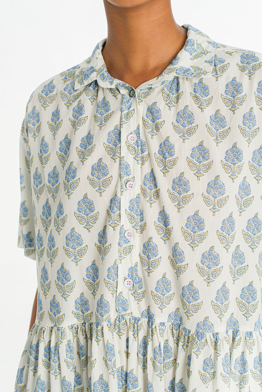 Garden Flower Print Shirt Dress, Blue