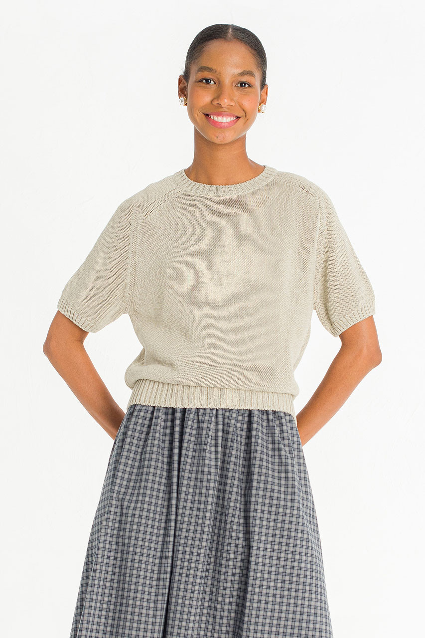 Raglan Cotton Blend Jumper, Grey