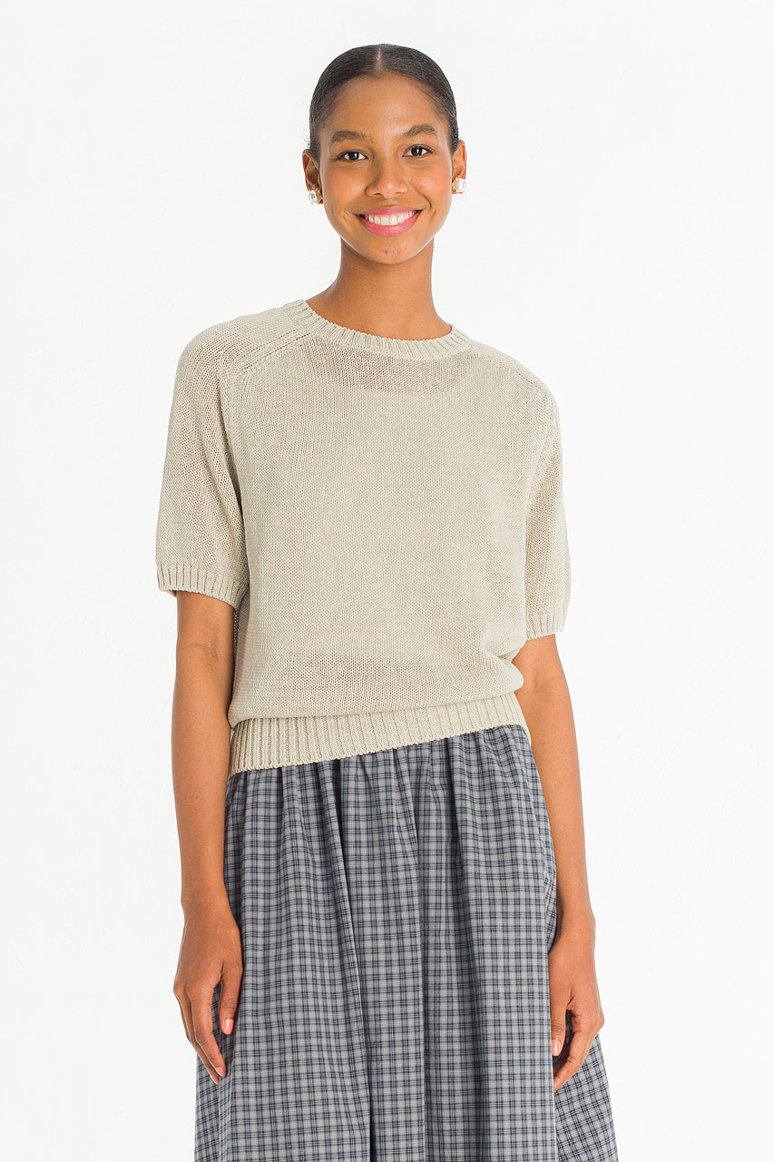Raglan Cotton Blend Jumper, Grey