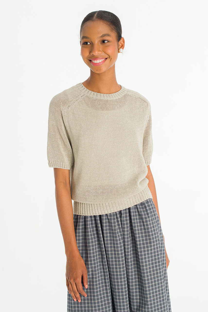 Raglan Cotton Blend Jumper, Grey