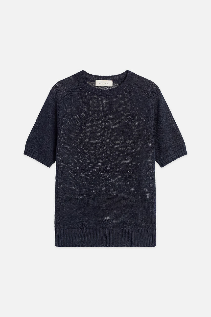 Raglan Cotton Blend Jumper, Navy