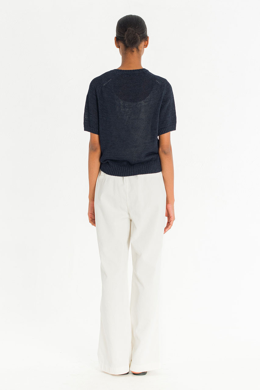 Raglan Cotton Blend Jumper, Navy