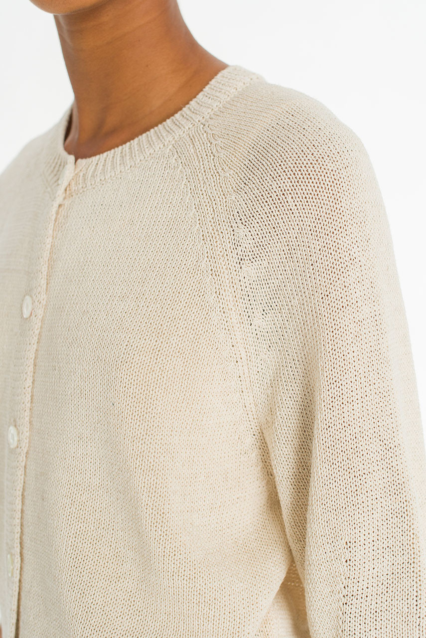 Raglan Cotton Blend Cardigan, Oat