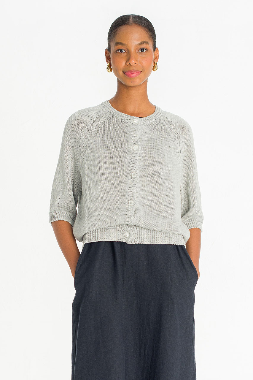 Raglan Cotton Blend Cardigan, Blue