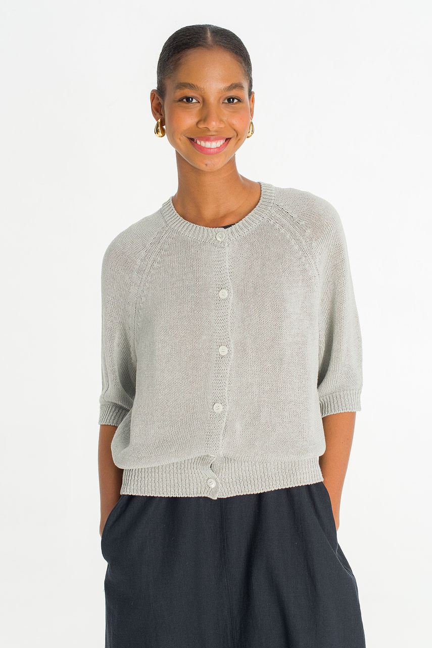 Raglan Cotton Blend Cardigan, Blue