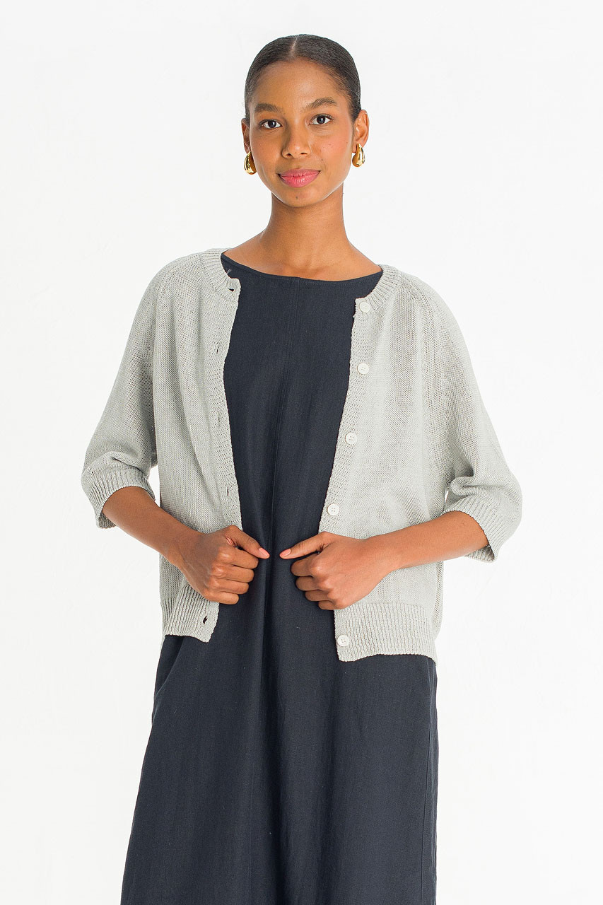 Raglan Cotton Blend Cardigan, Blue
